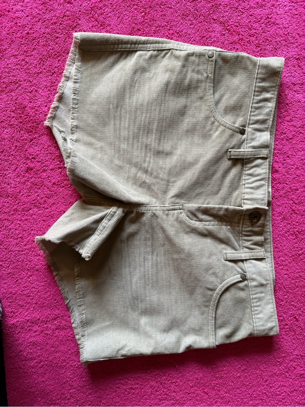 Carve Designs Tan Corduroy Shorts with Branded Button